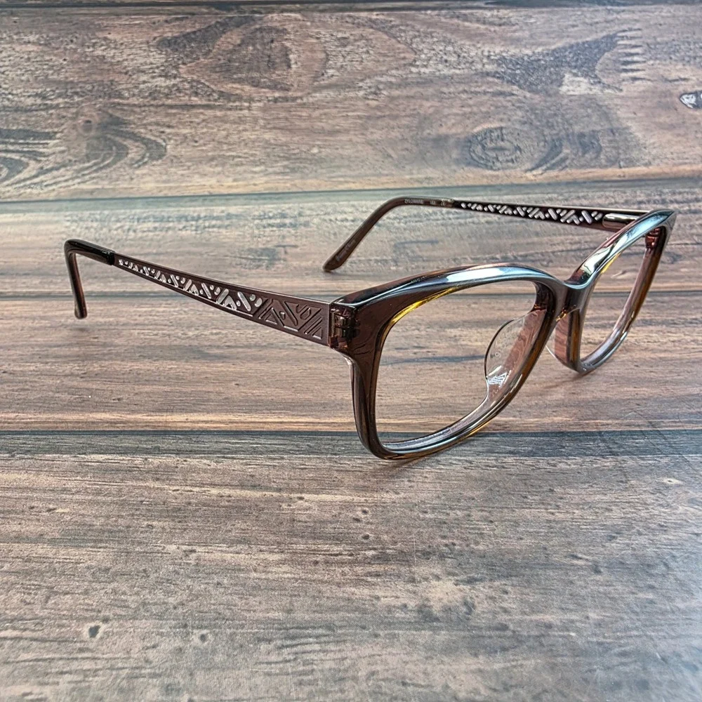 Gloria Vanderbilt 2002 Brown Cat Eye Eyeglasses Zyloware 183 Rose Gold Temples